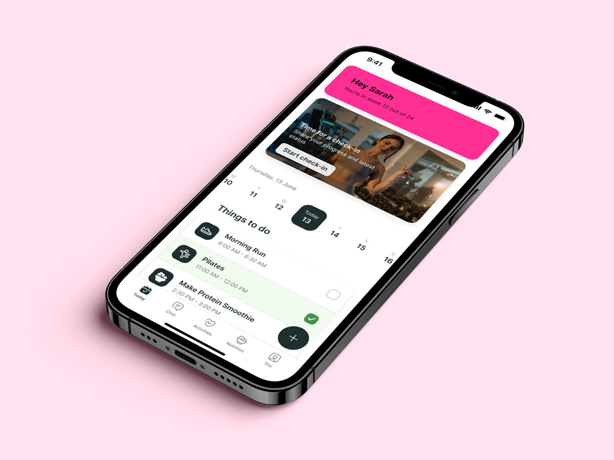 A mockup of the coaching app showcasing the features.