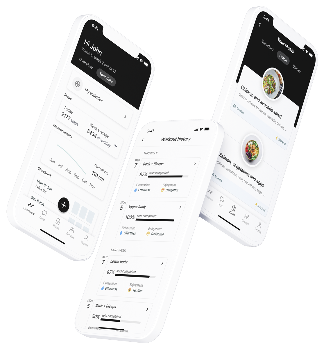 A mockup of the coaching app showcasing the features.
