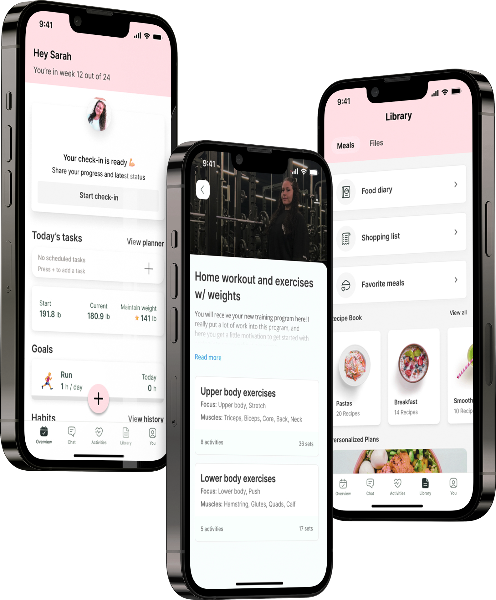 A mockup of the coaching app showcasing the features.