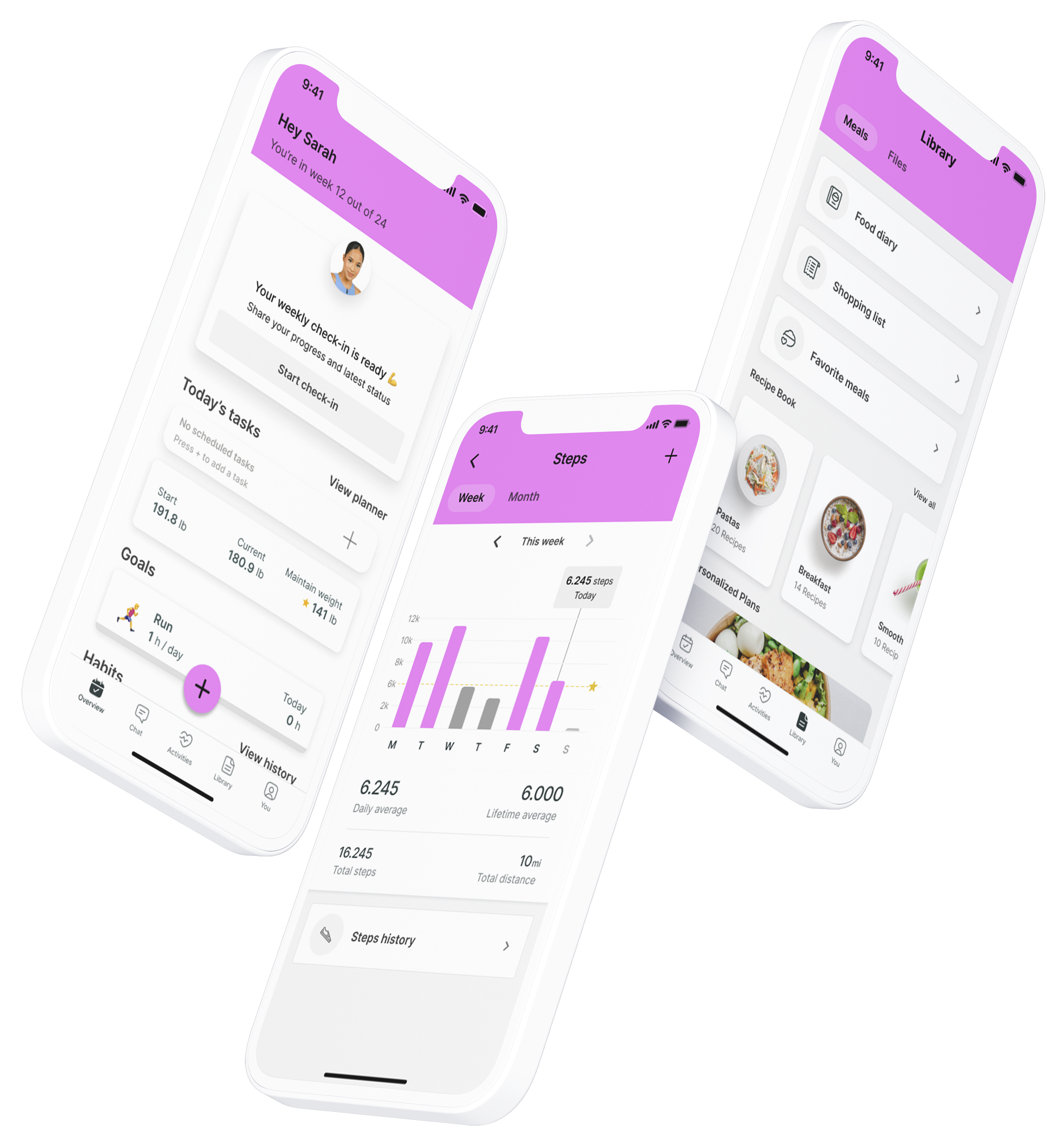A mockup of the coaching app showcasing the features.
