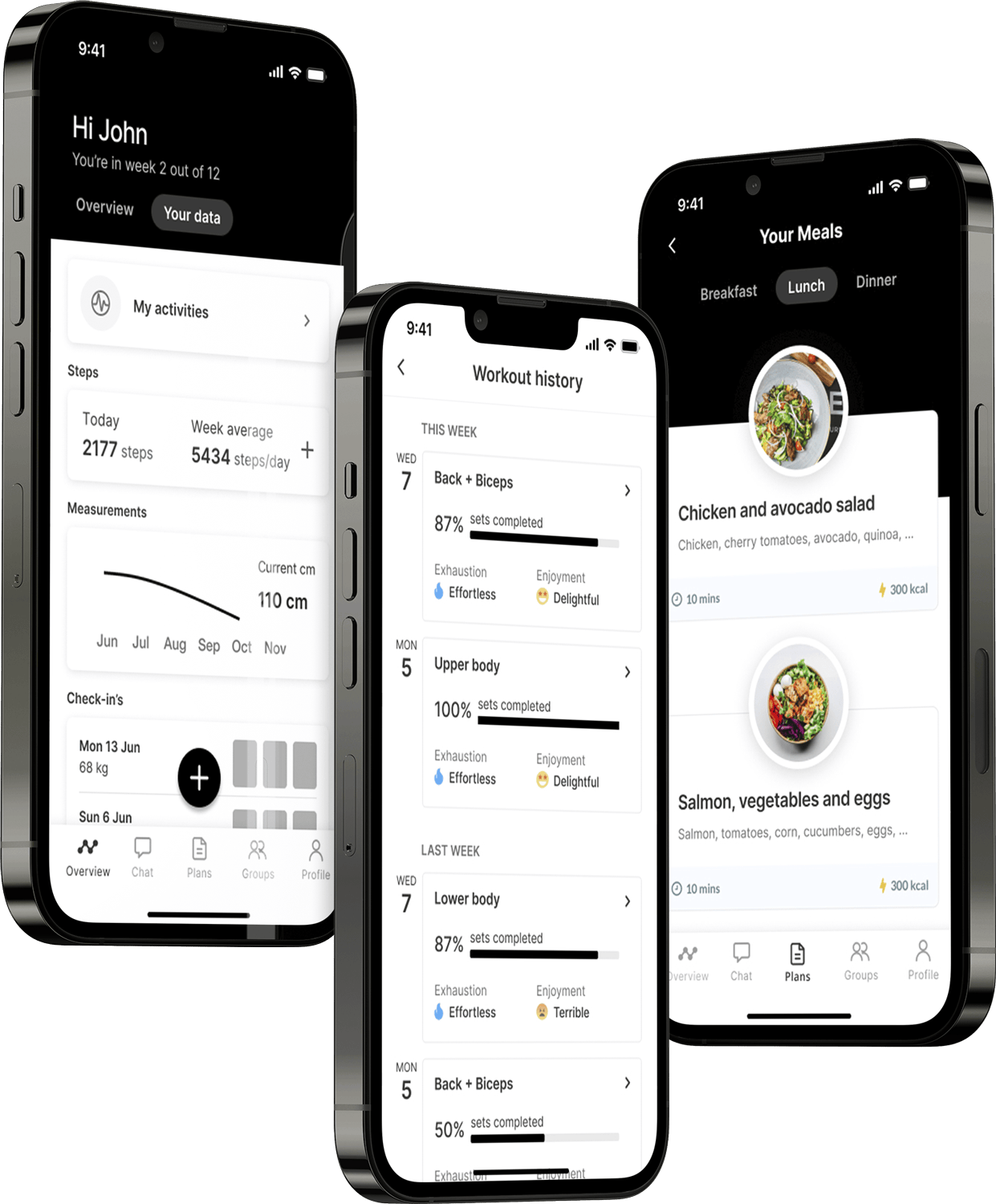 A mockup of the coaching app showcasing the features.