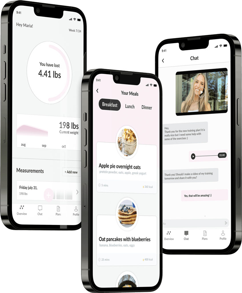 A mockup of the coaching app showcasing the features.