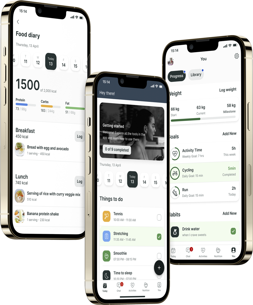 A mockup of the coaching app showcasing the features.