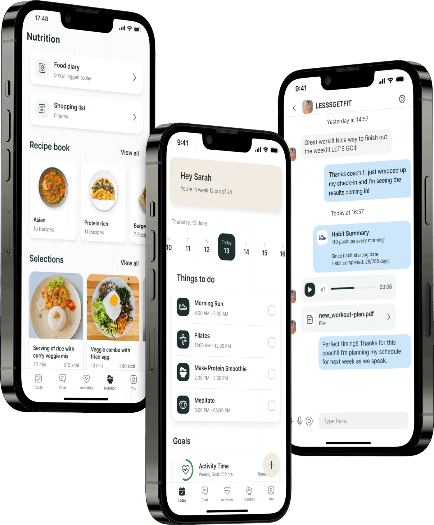 A mockup of the coaching app showcasing the features.