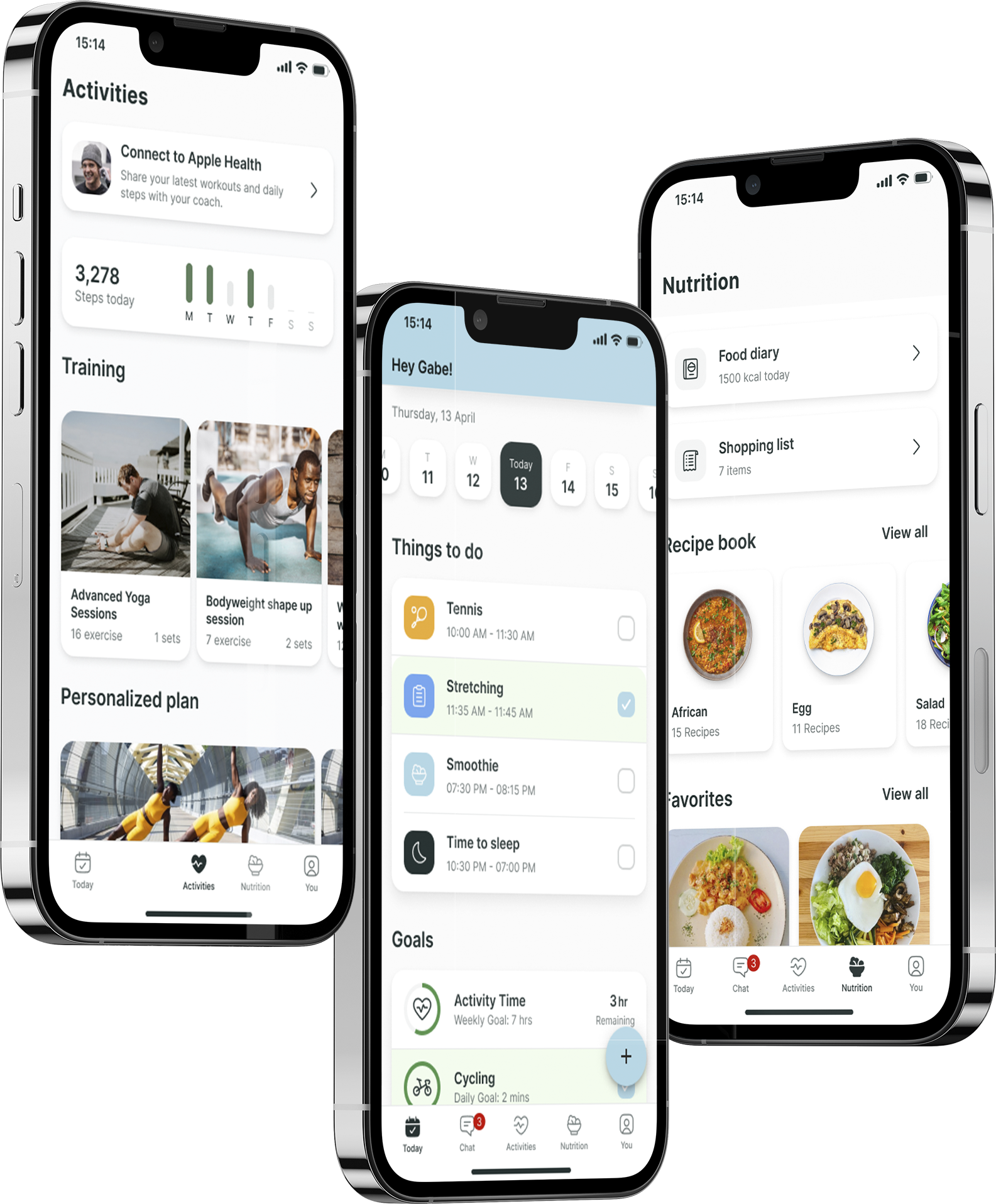 A mockup of the coaching app showcasing the features.