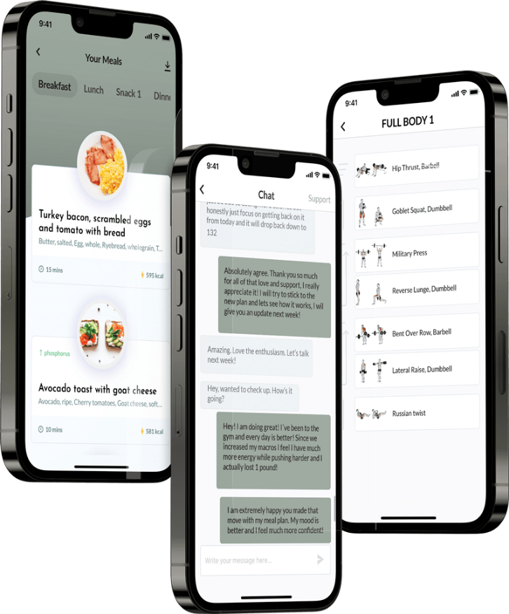 A mockup of the coaching app showcasing the features.