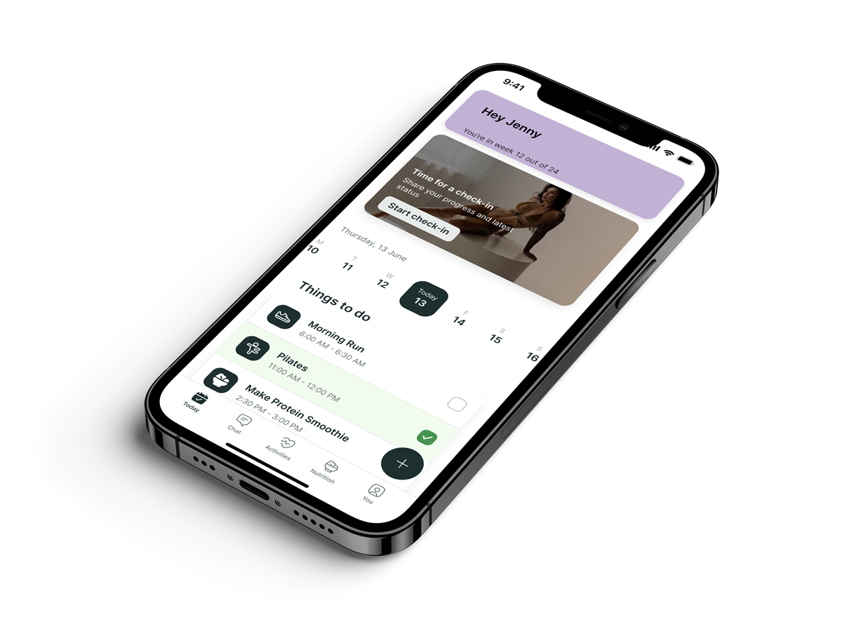 A mockup of the coaching app showcasing the features.