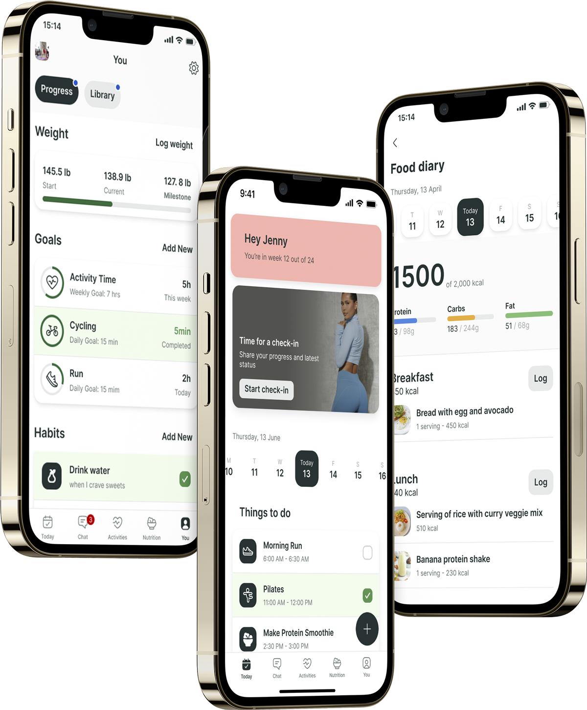 A mockup of the coaching app showcasing the features.