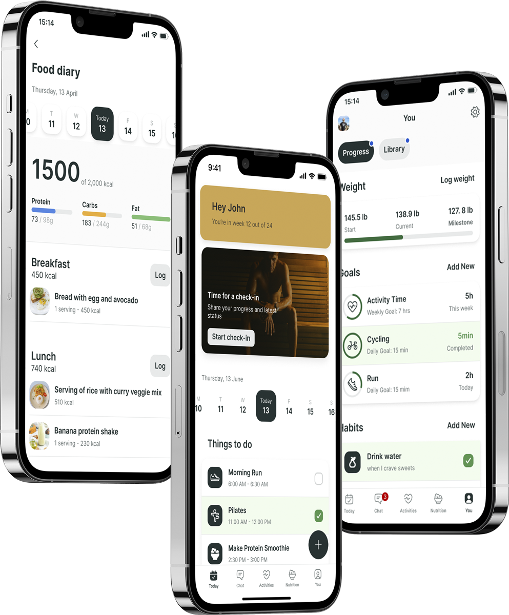 A mockup of the coaching app showcasing the features.