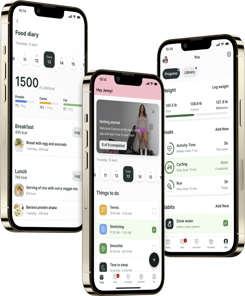 A mockup of the coaching app showcasing the features.