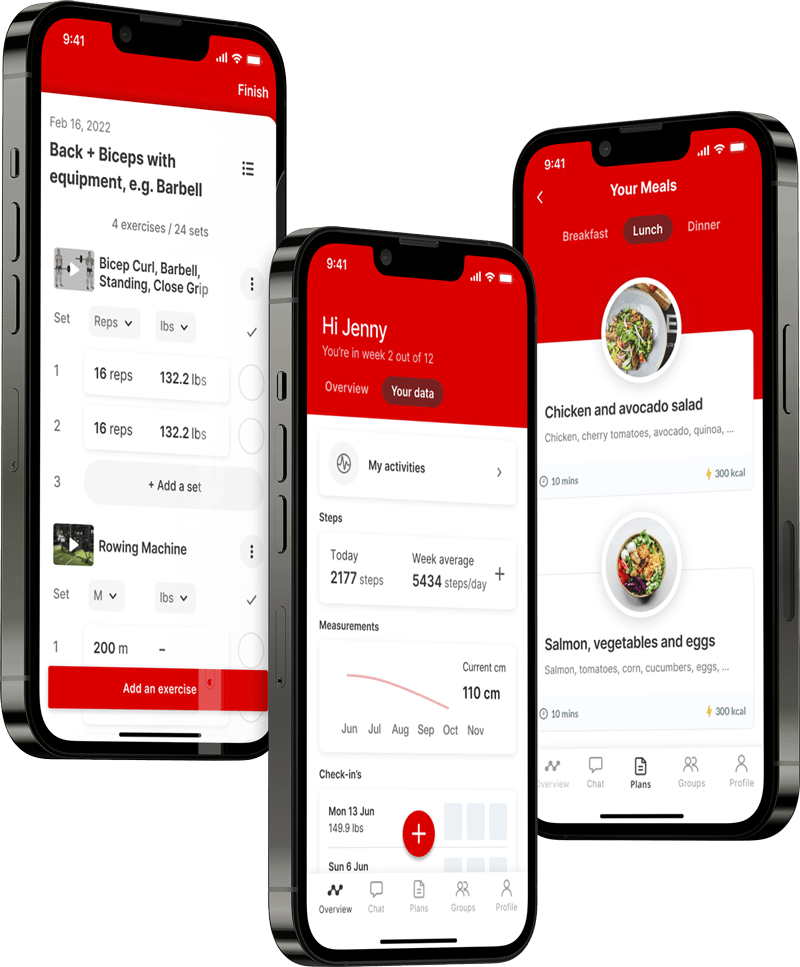 A mockup of the coaching app showcasing the features.