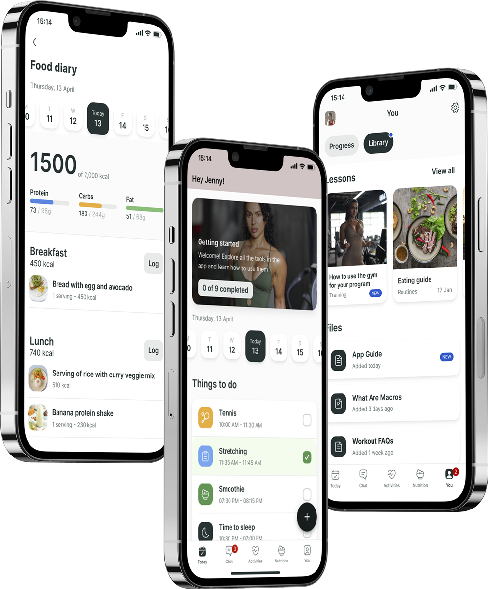 A mockup of the coaching app showcasing the features.