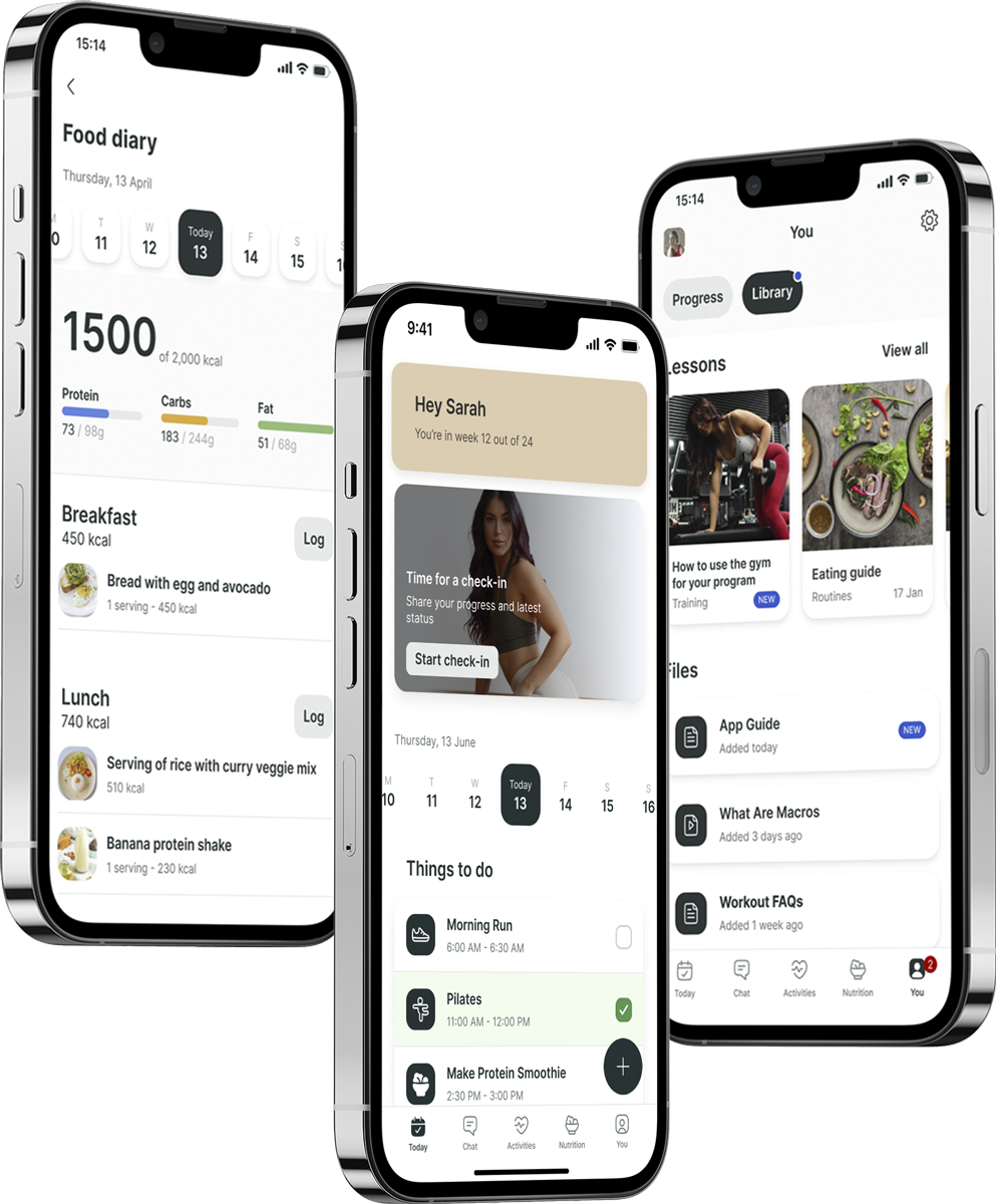 A mockup of the coaching app showcasing the features.