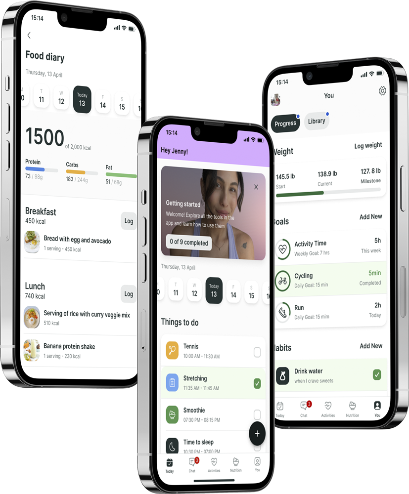 A mockup of the coaching app showcasing the features.