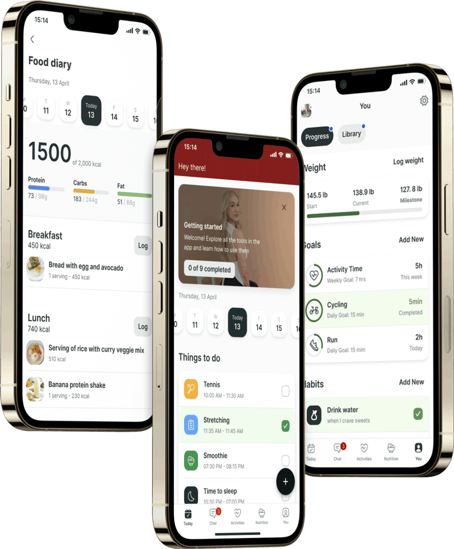 A mockup of the coaching app showcasing the features.
