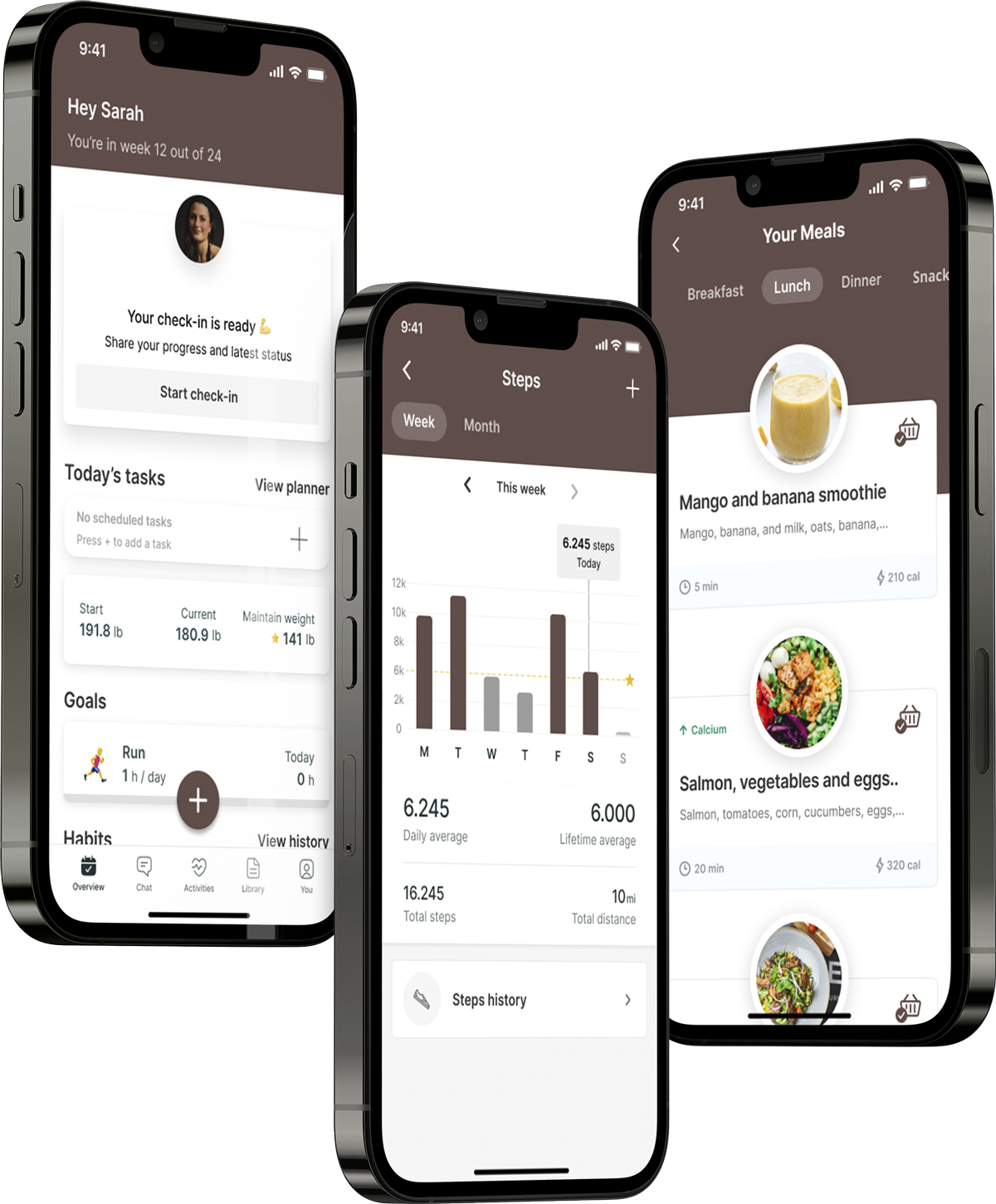 A mockup of the coaching app showcasing the features.