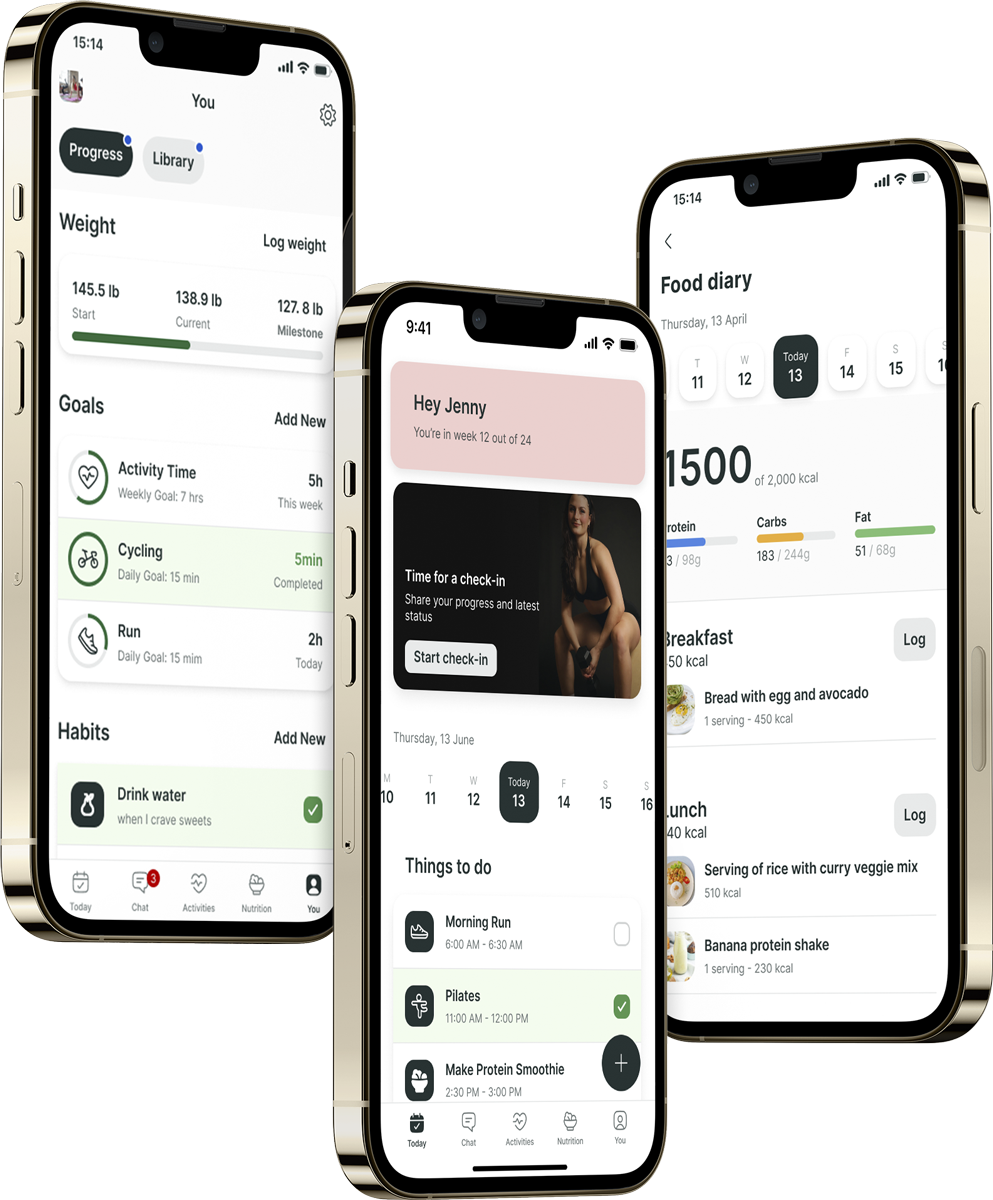 A mockup of the coaching app showcasing the features.