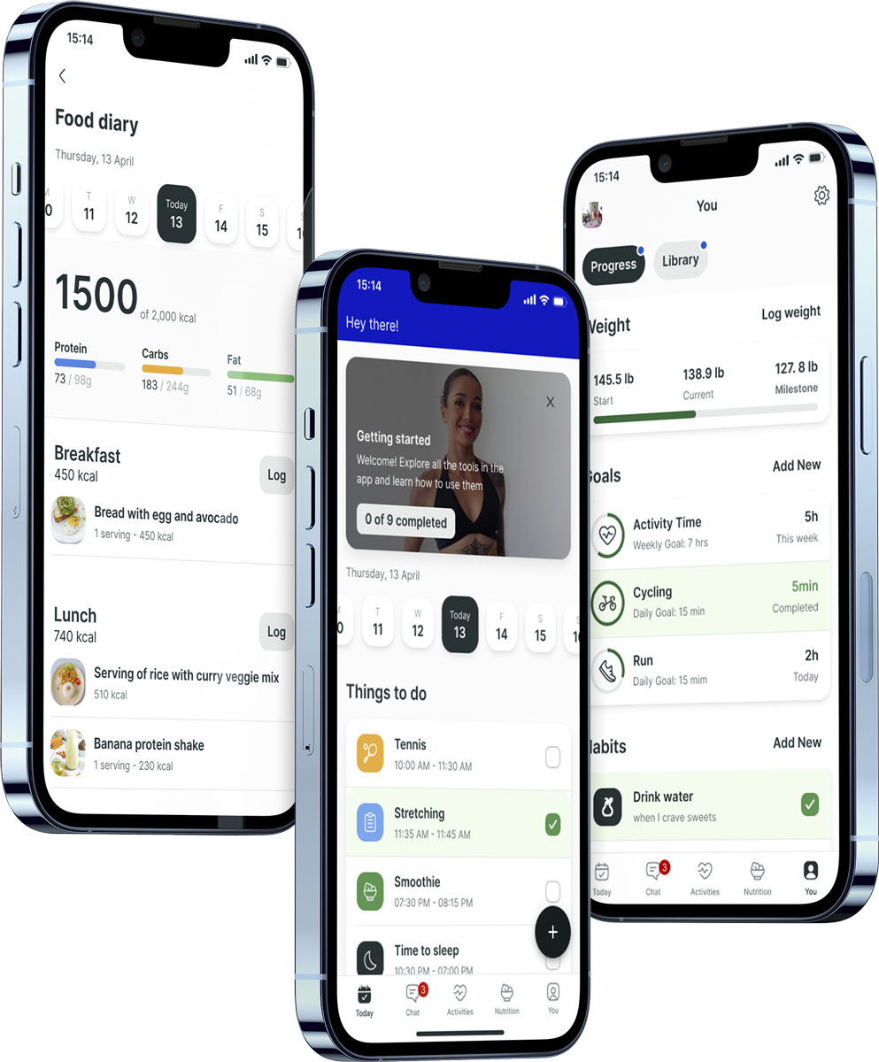 A mockup of the coaching app showcasing the features.