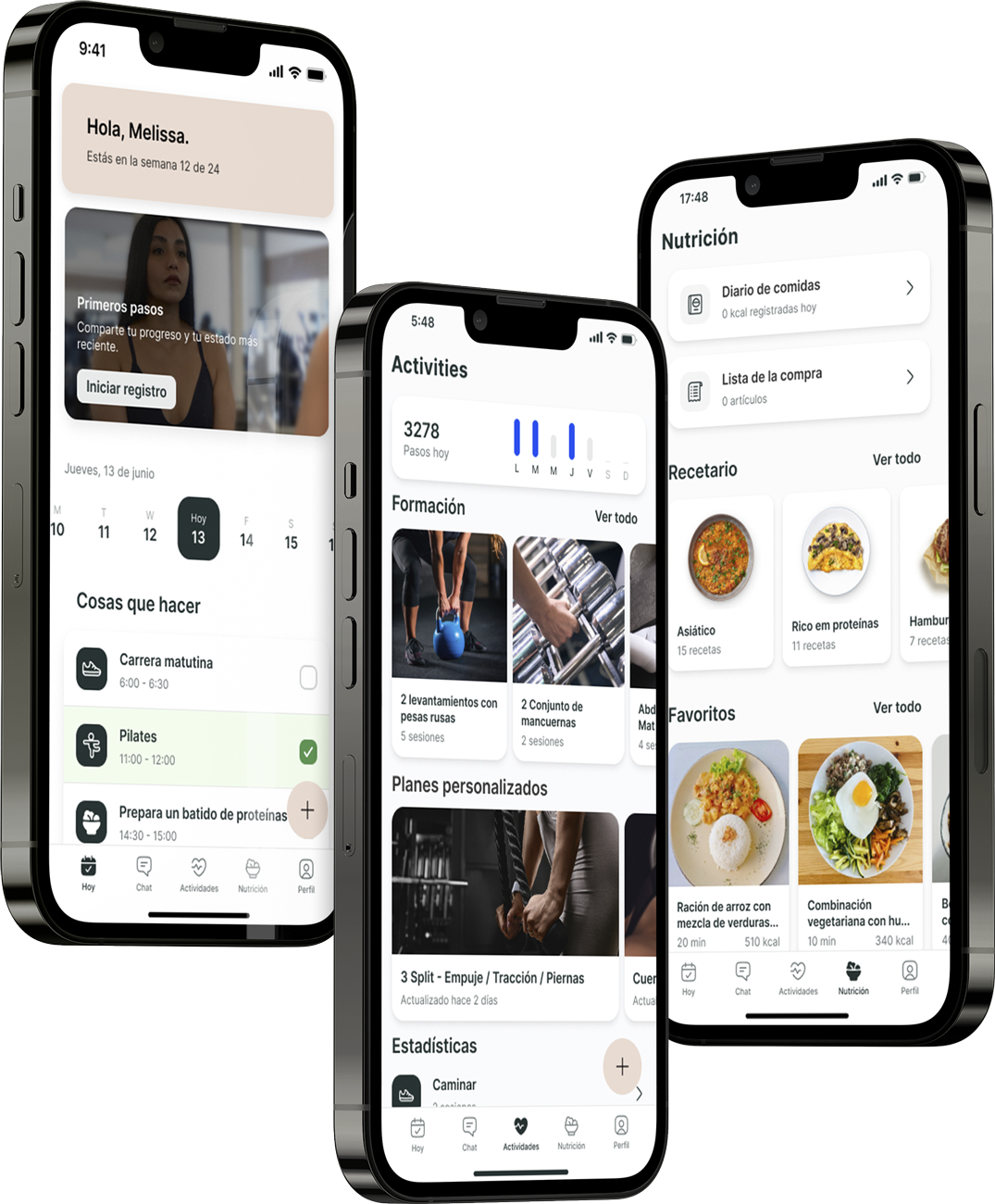Un mockup de la app de coaching mostrando las funciones.