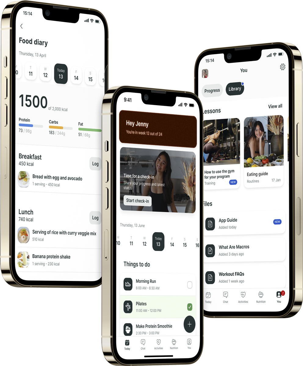 A mockup of the coaching app showcasing the features.