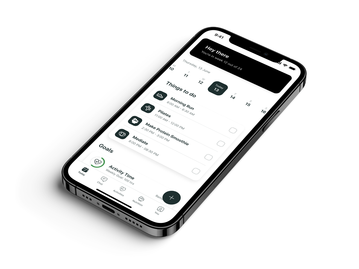 A mockup of the coaching app showcasing the features.