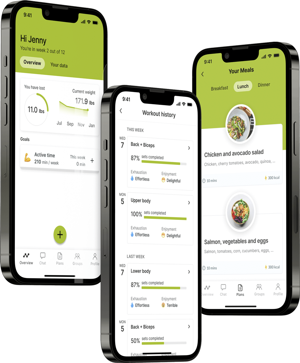 A mockup of the coaching app showcasing the features.