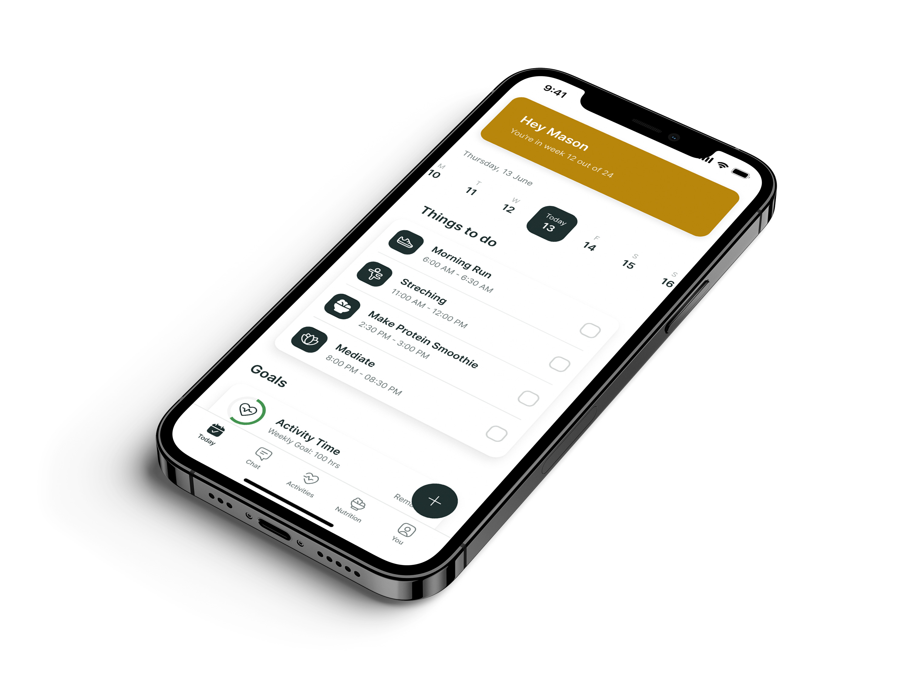 A mockup of the coaching app showcasing the features.