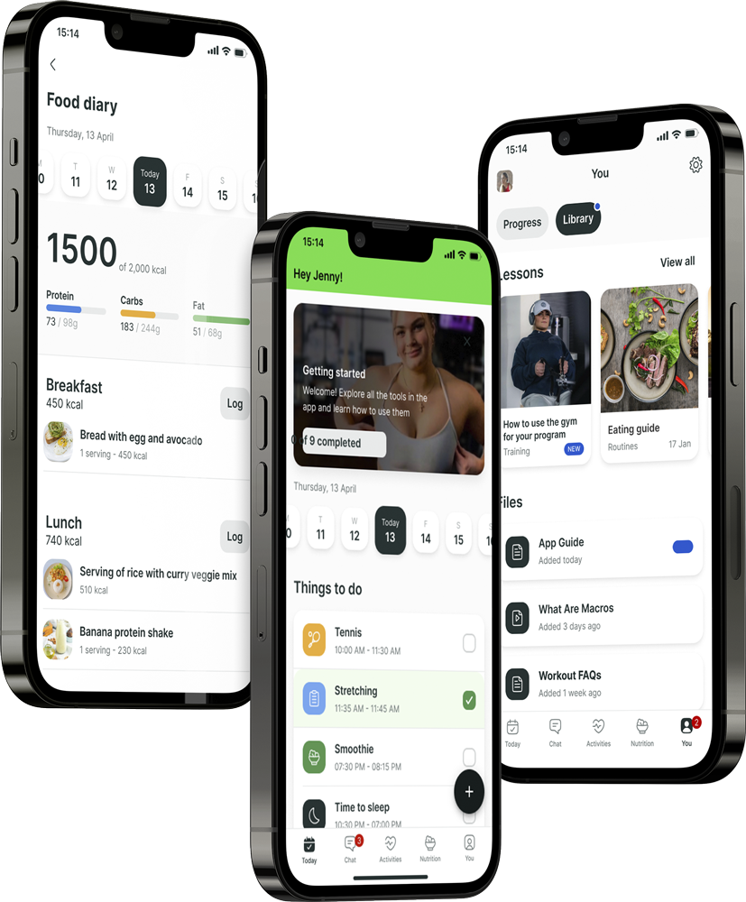 A mockup of the coaching app showcasing the features.