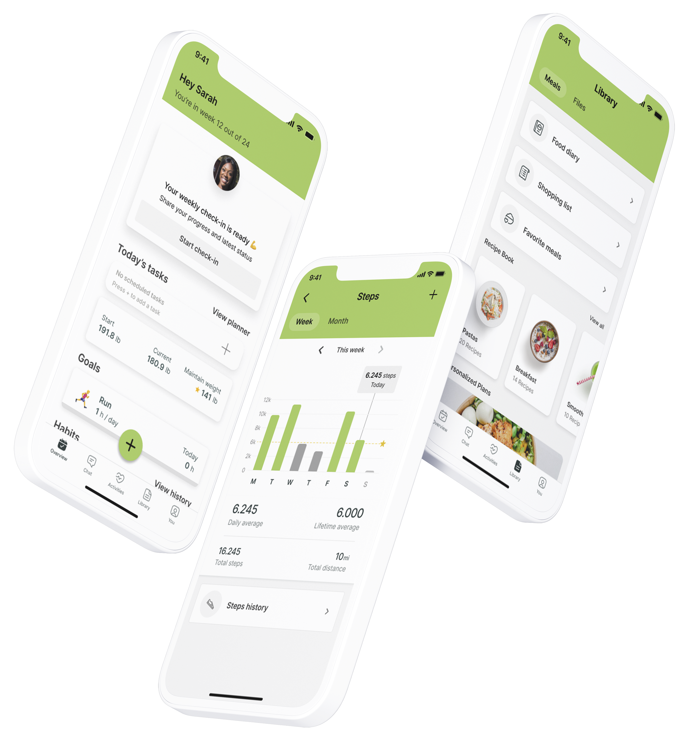 A mockup of the coaching app showcasing the features.