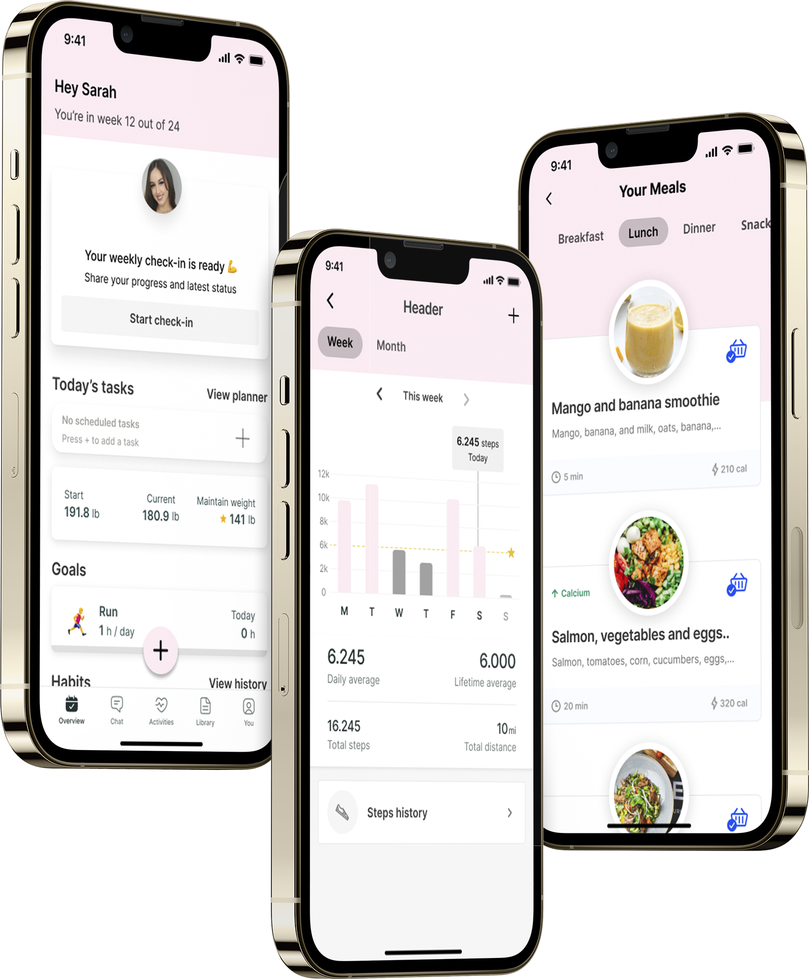 A mockup of the coaching app showcasing the features.
