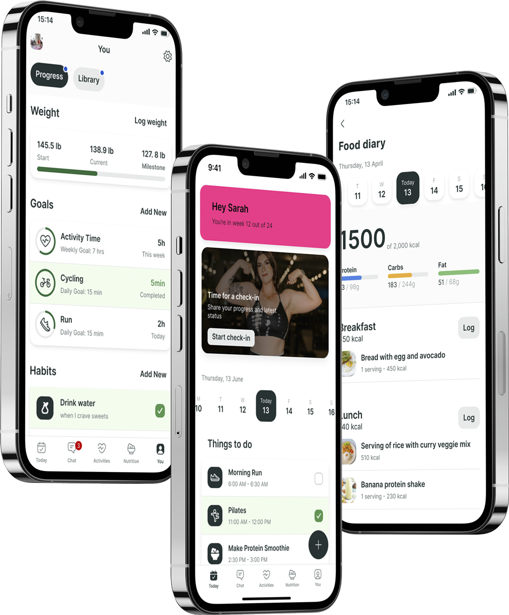A mockup of the coaching app showcasing the features.