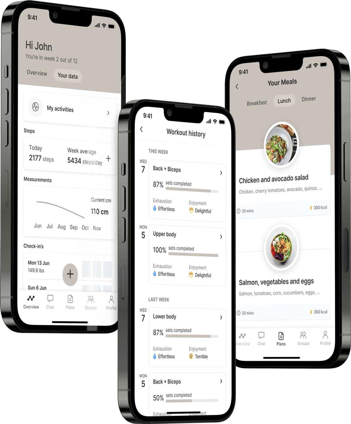 A mockup of the coaching app showcasing the features.