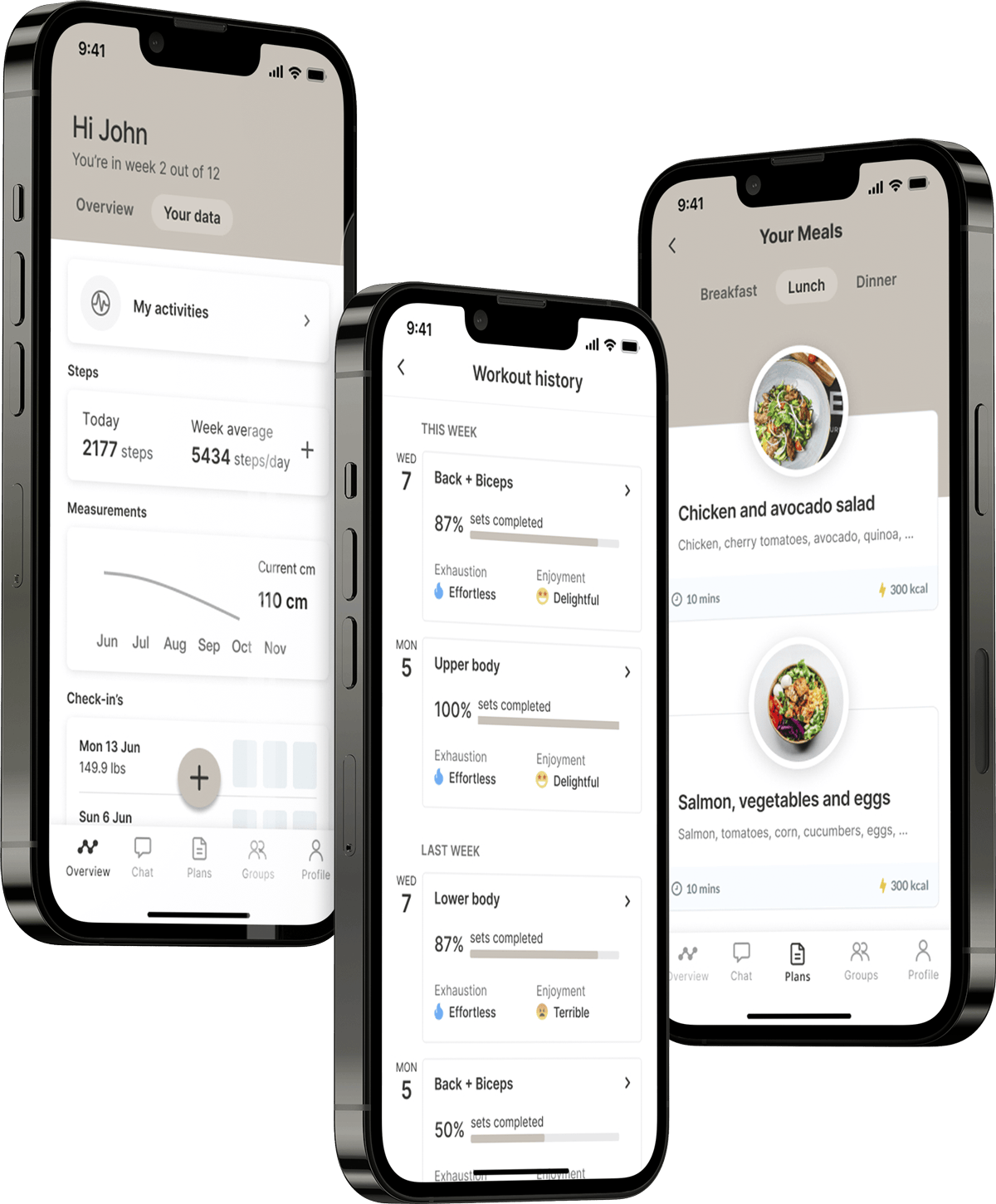 A mockup of the coaching app showcasing the features.