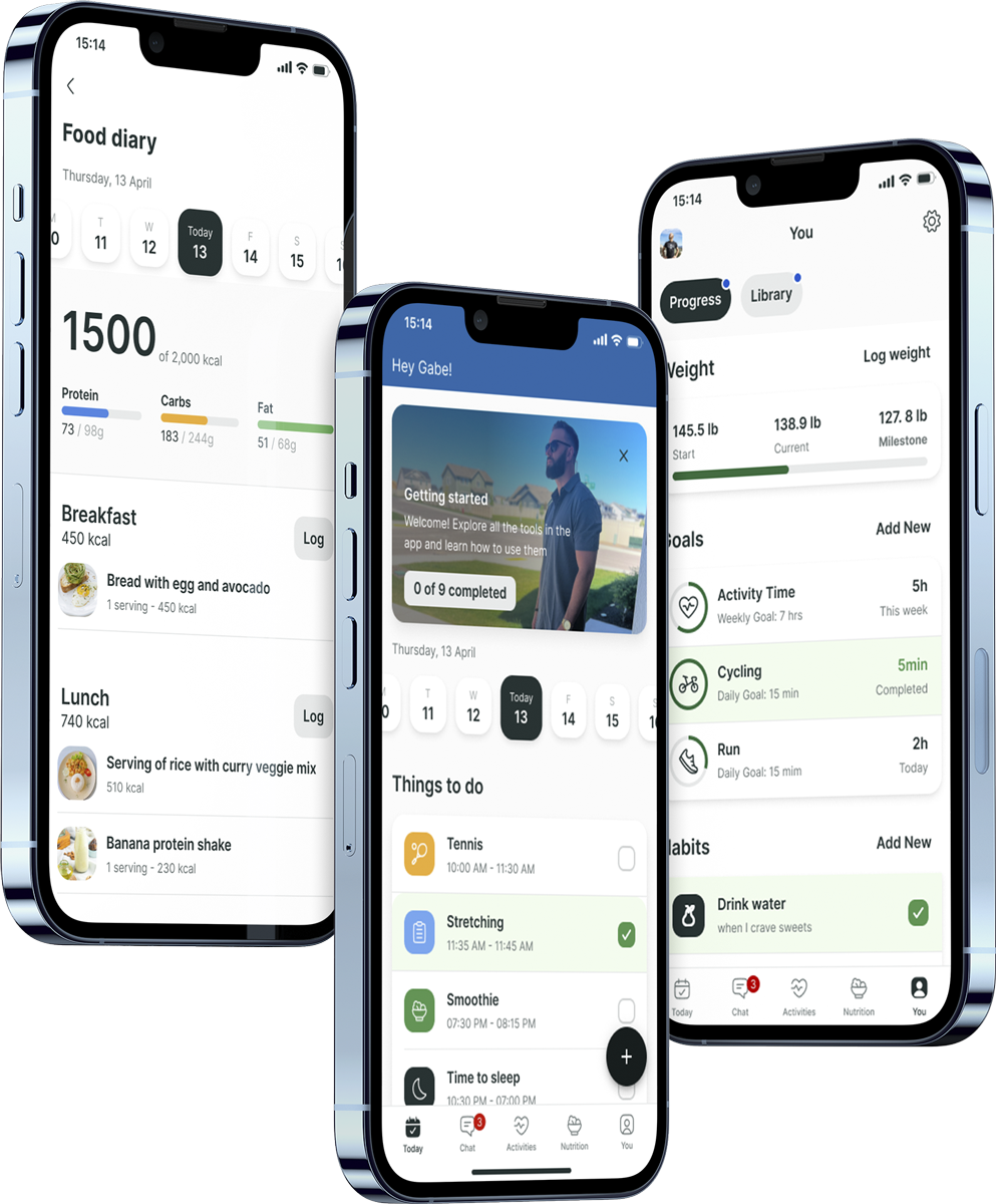 A mockup of the coaching app showcasing the features.