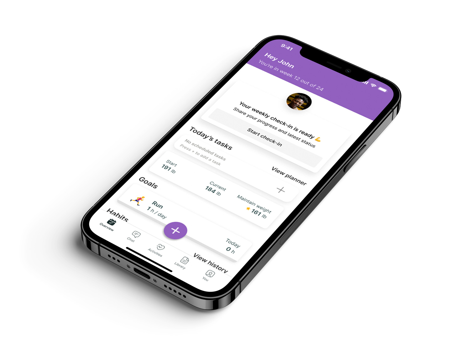 A mockup of the coaching app showcasing the features.