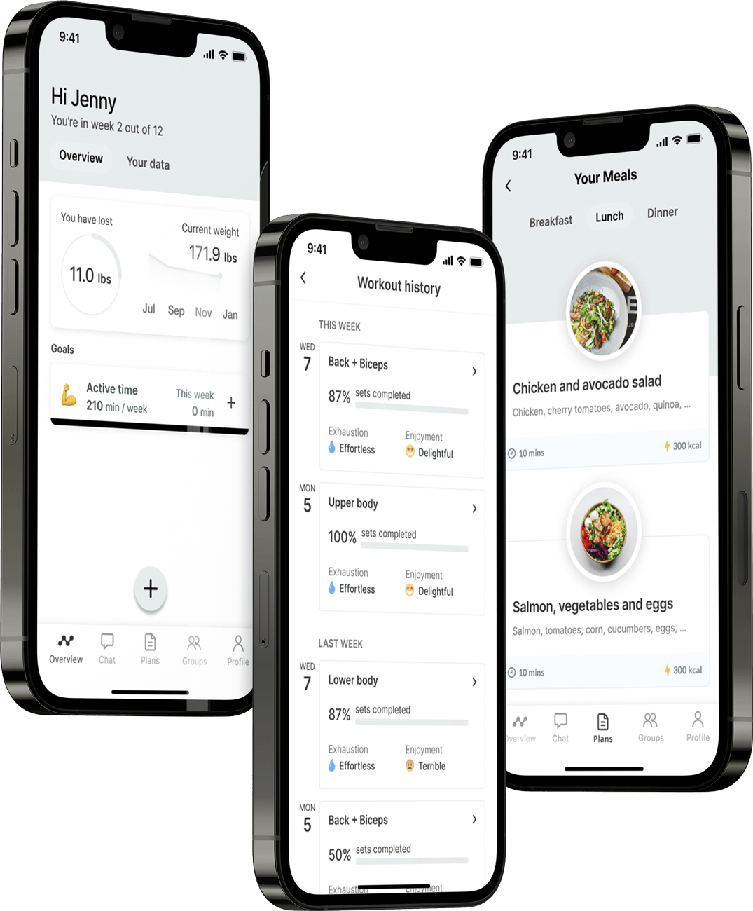 A mockup of the coaching app showcasing the features.