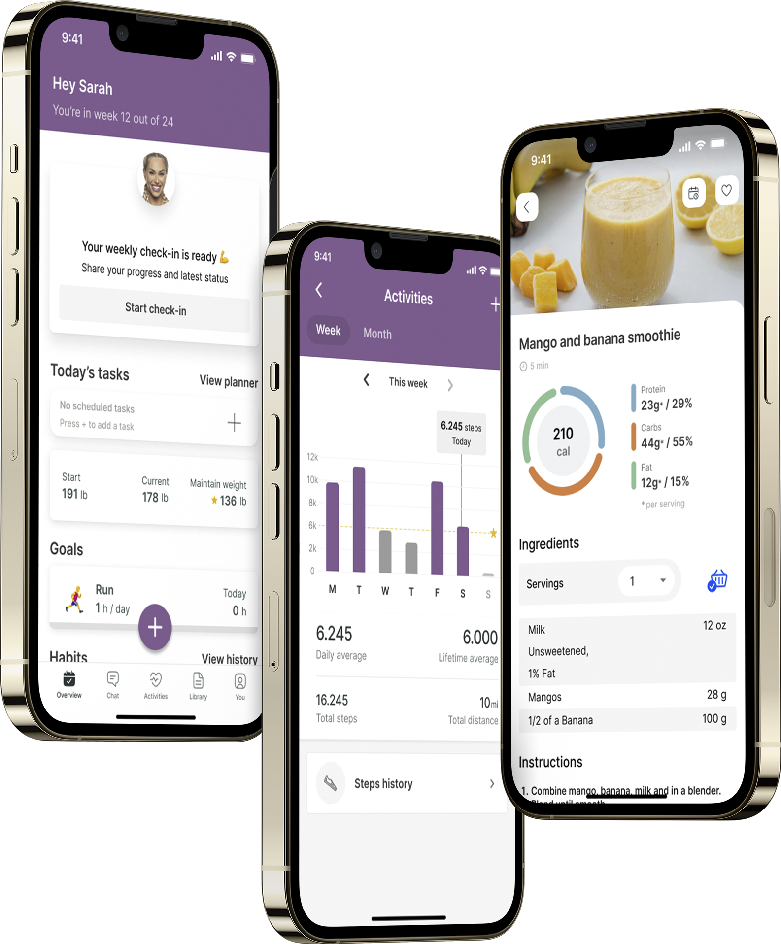 A mockup of the coaching app showcasing the features.