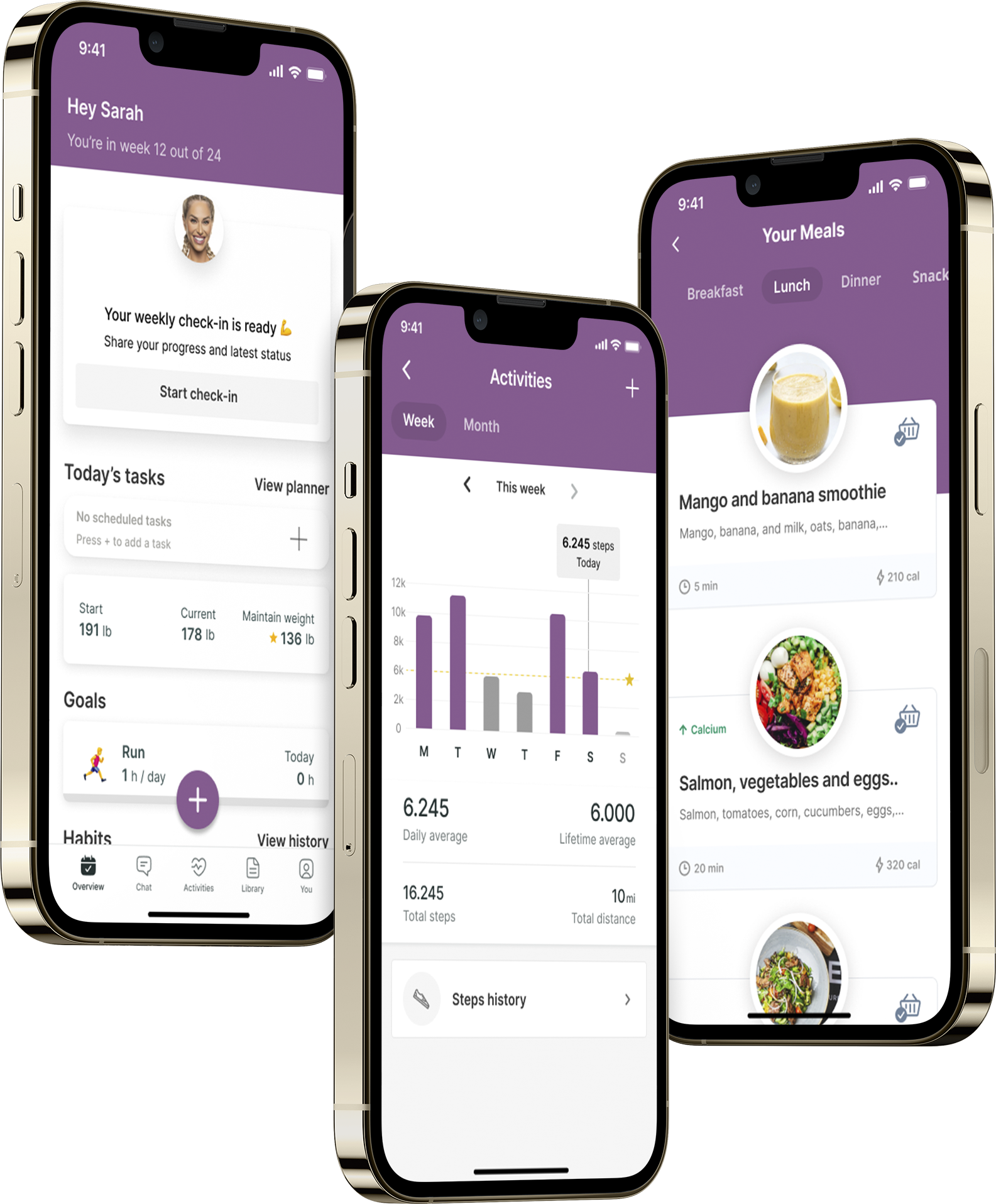 A mockup of the coaching app showcasing the features.