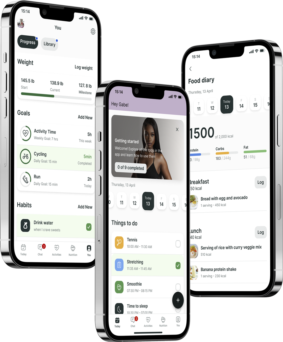 A mockup of the coaching app showcasing the features.