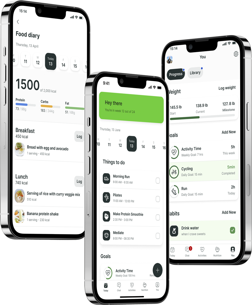 A mockup of the coaching app showcasing the features.
