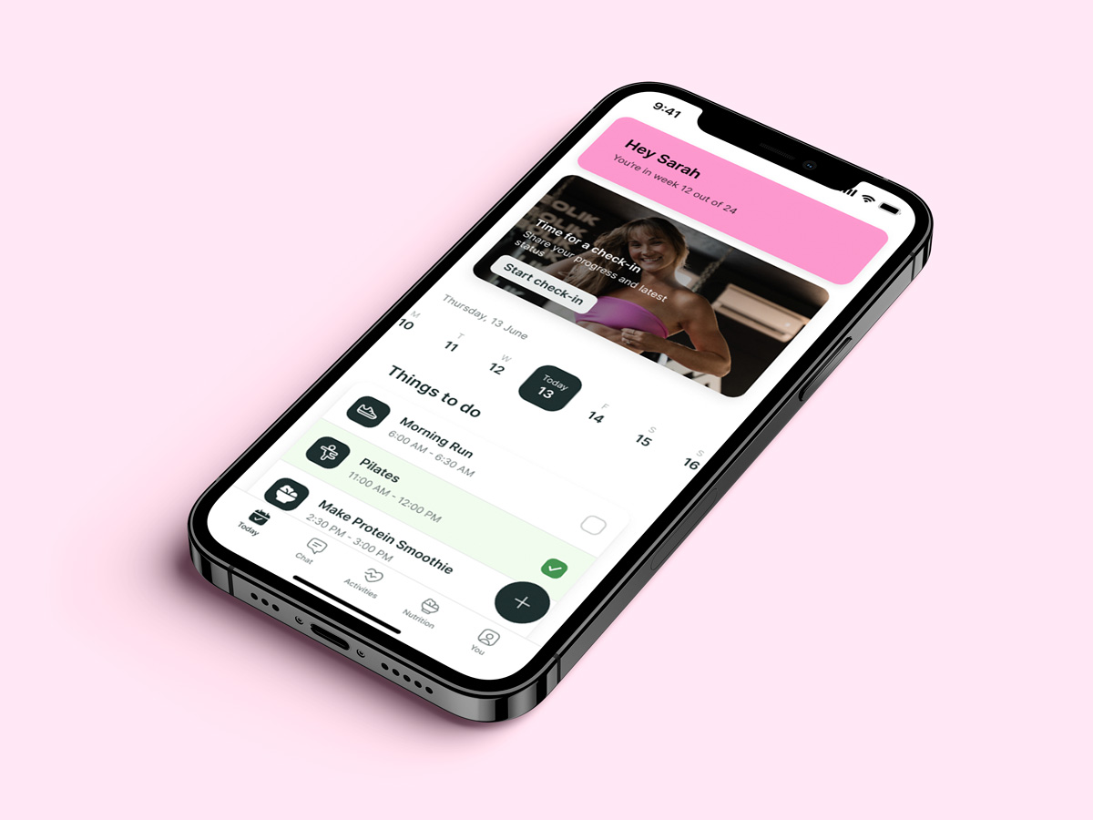 A mockup of the coaching app showcasing the features.