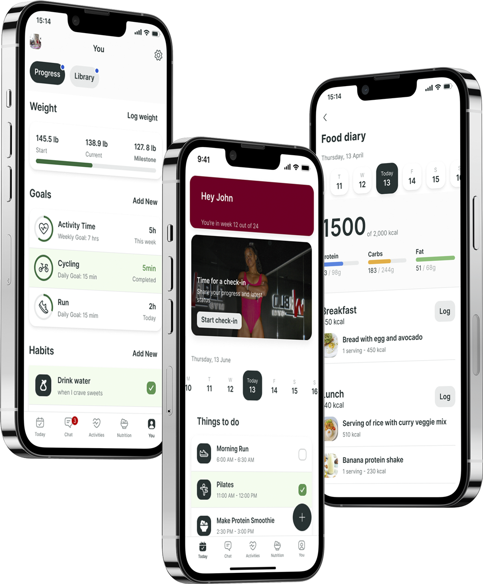 A mockup of the coaching app showcasing the features.