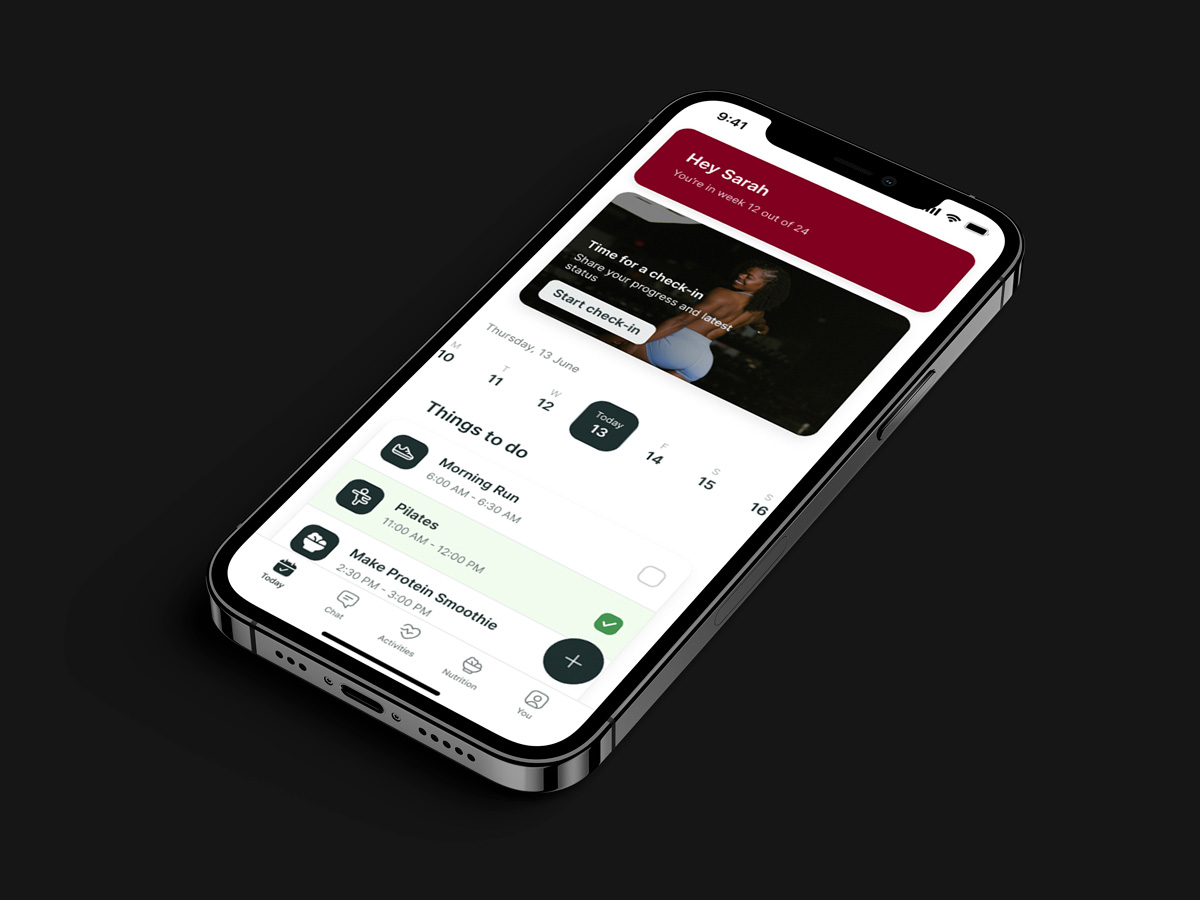 A mockup of the coaching app showcasing the features.