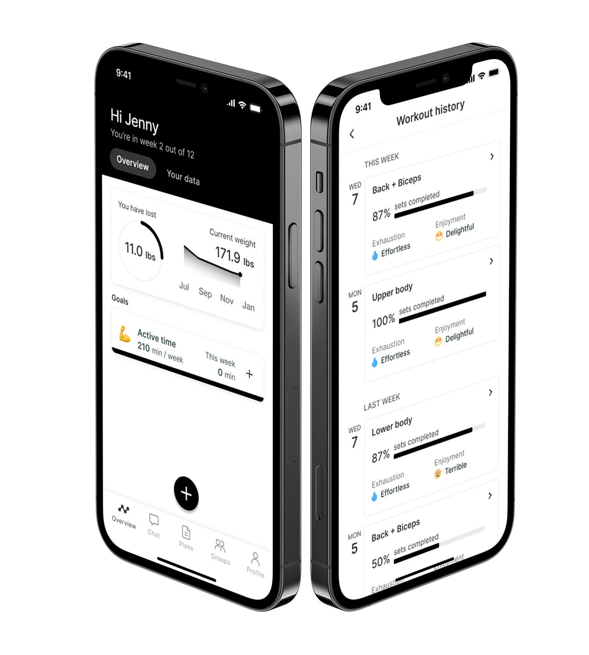 A mockup of the coaching app showcasing the features.