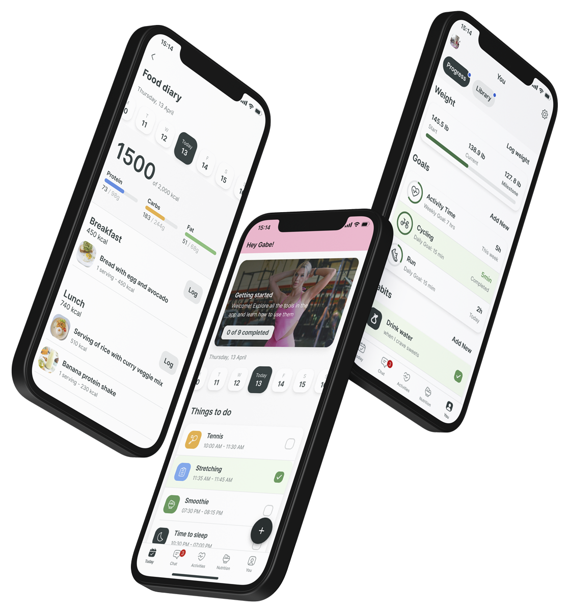 A mockup of the coaching app showcasing the features.