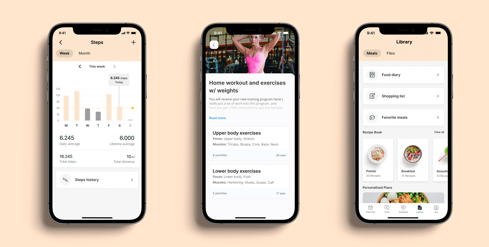 A mockup of the coaching app showcasing the different features.