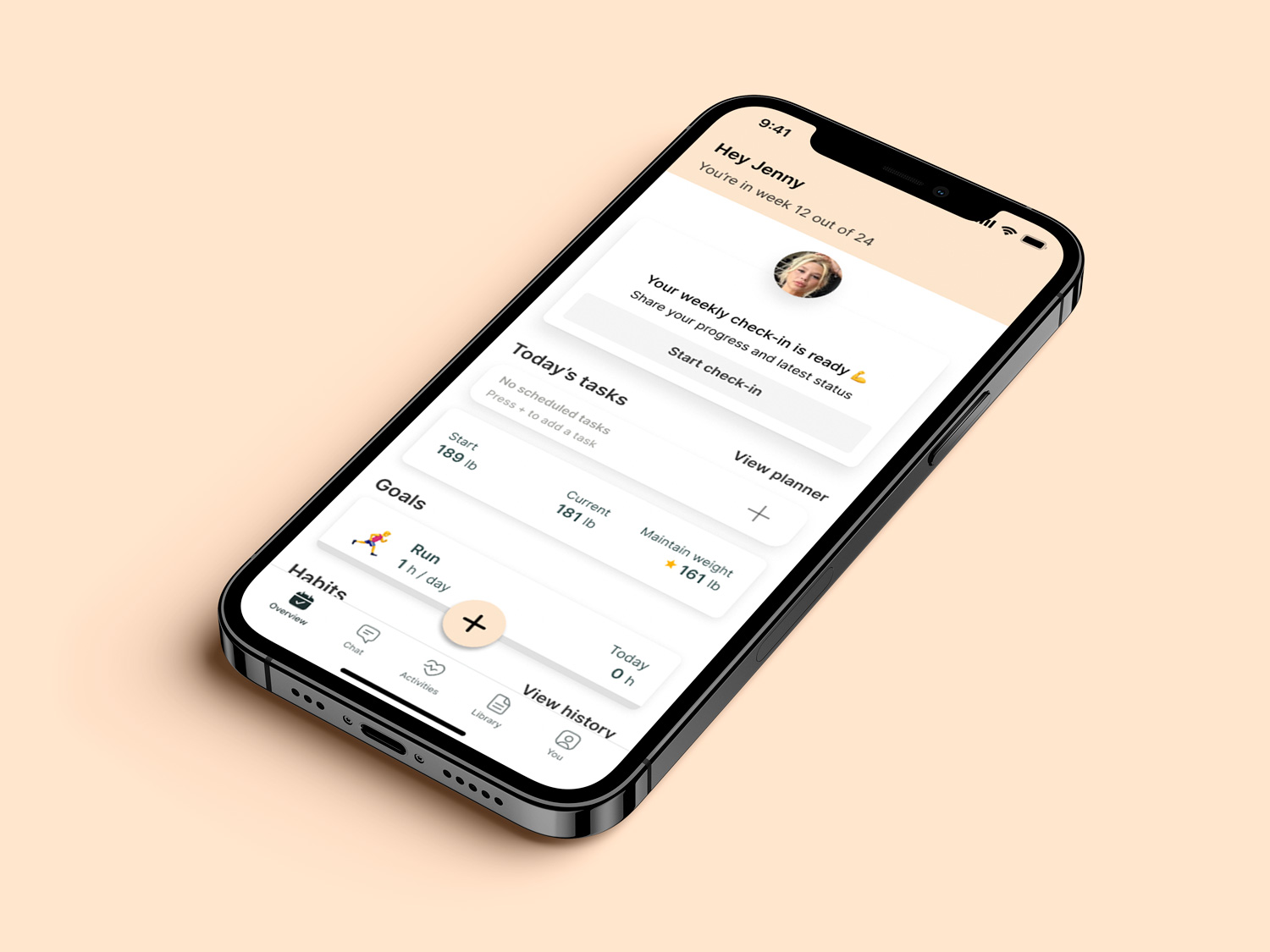 A mockup of the coaching app showcasing the features.