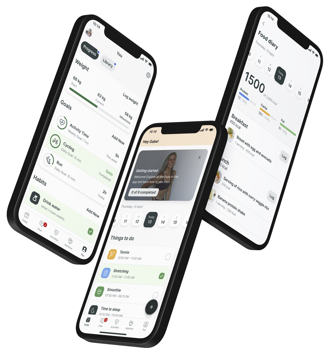 A mockup of the coaching app showcasing the features.