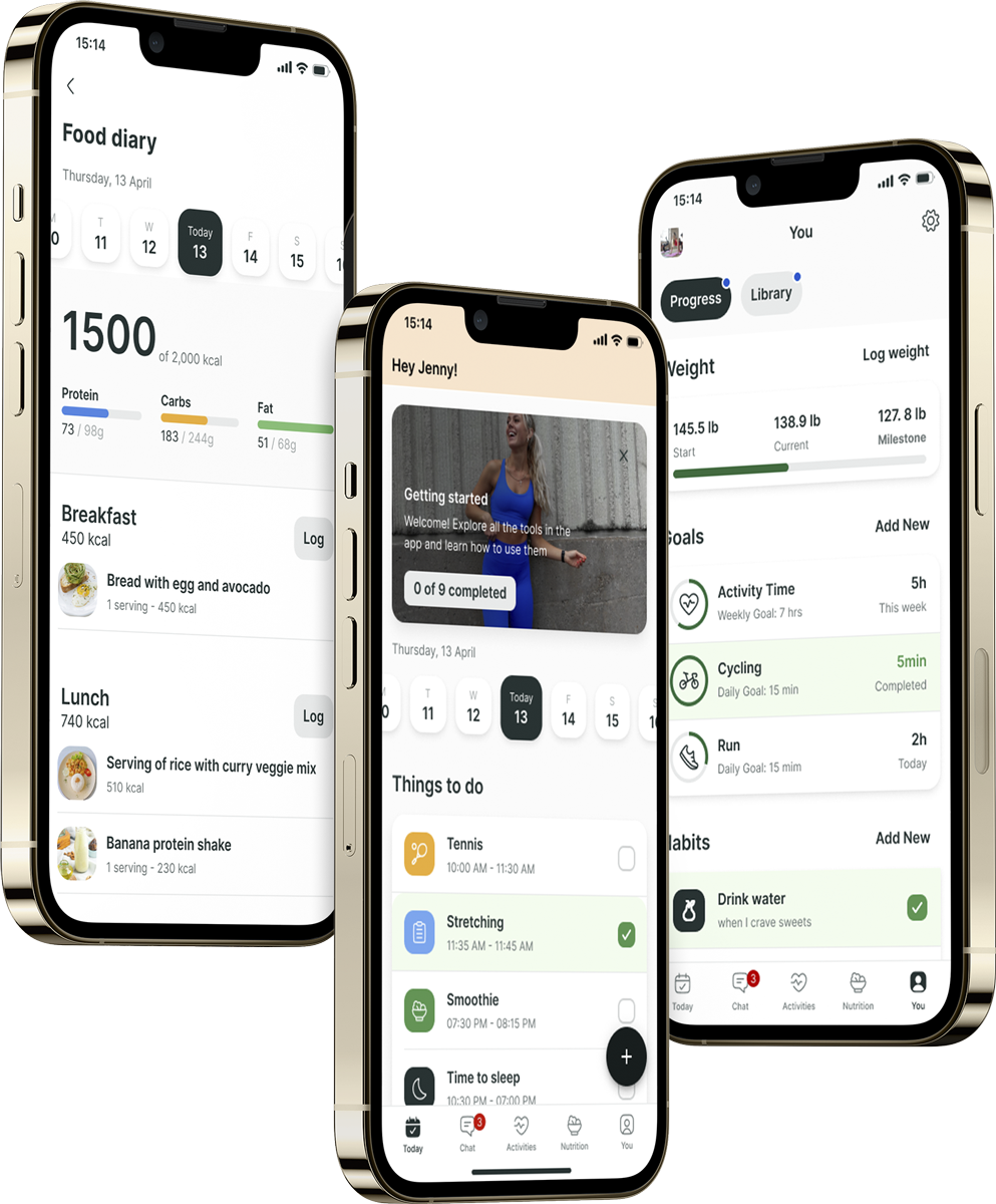 A mockup of the coaching app showcasing the features.