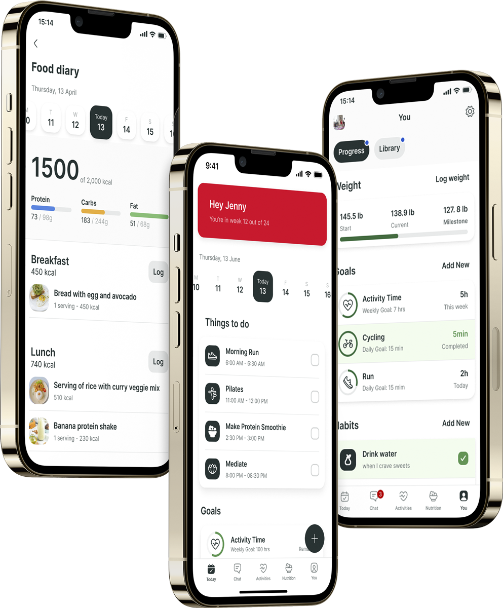 A mockup of the coaching app showcasing the features.